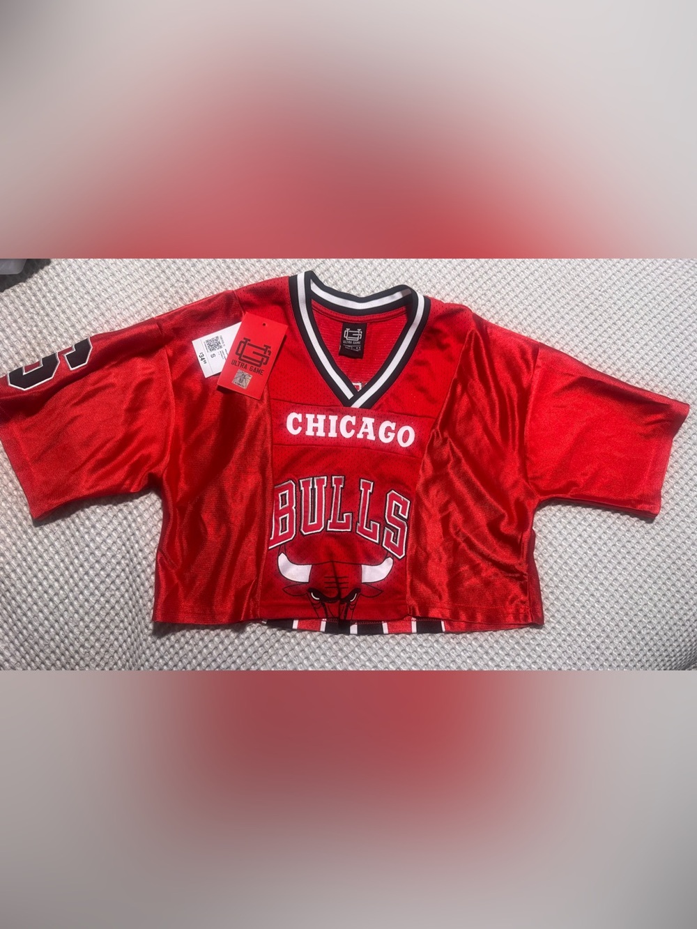 Chicago Bulls Red Cropped Jersey Top Size Small